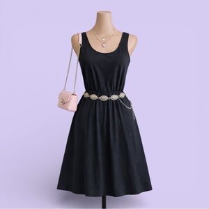 Vintage Trufit Black Lace Trim Midi Dress Size 38 (Small) 90s Y2K Grunge Goth